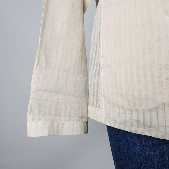 OSKA Cream Sheer Cotton Silk Button Up Blazer Size M/L - Picture 4 of 10